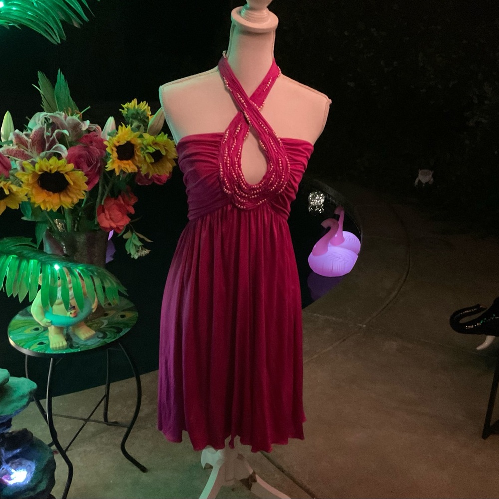 Robert Cavalli NWT $3445 Sz 40 US 4 Fushia Pink 🌸 Pearl beaded couture Dress
